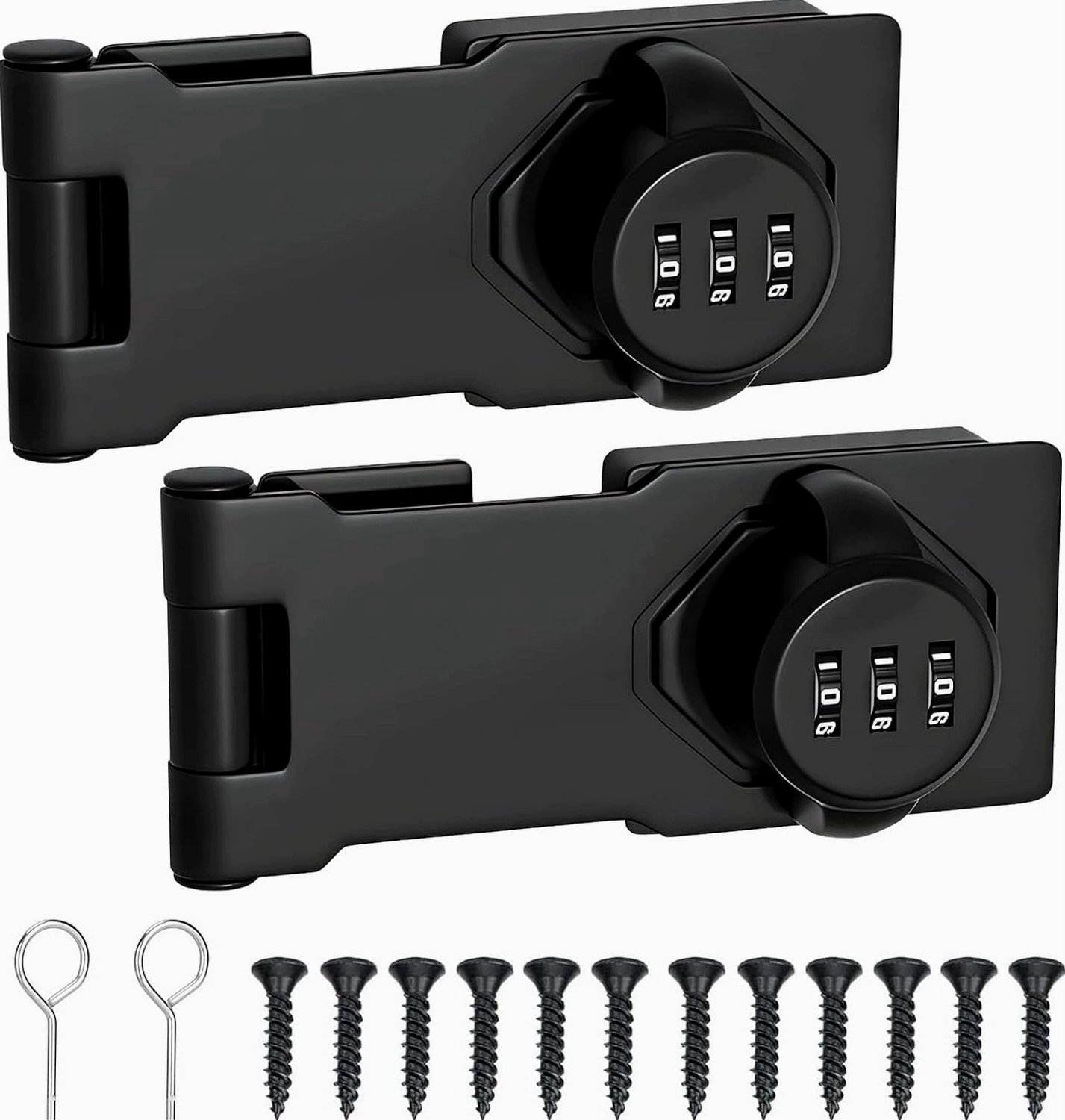 Set van 2 Cijfersloten - 15cm - Zink - Zwart