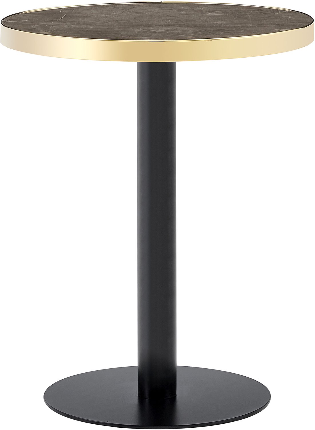 SONNENH Ronde bijzettafel met goudkleurige rand en metalen voet - Ø 60 cm - grijze marmerlook