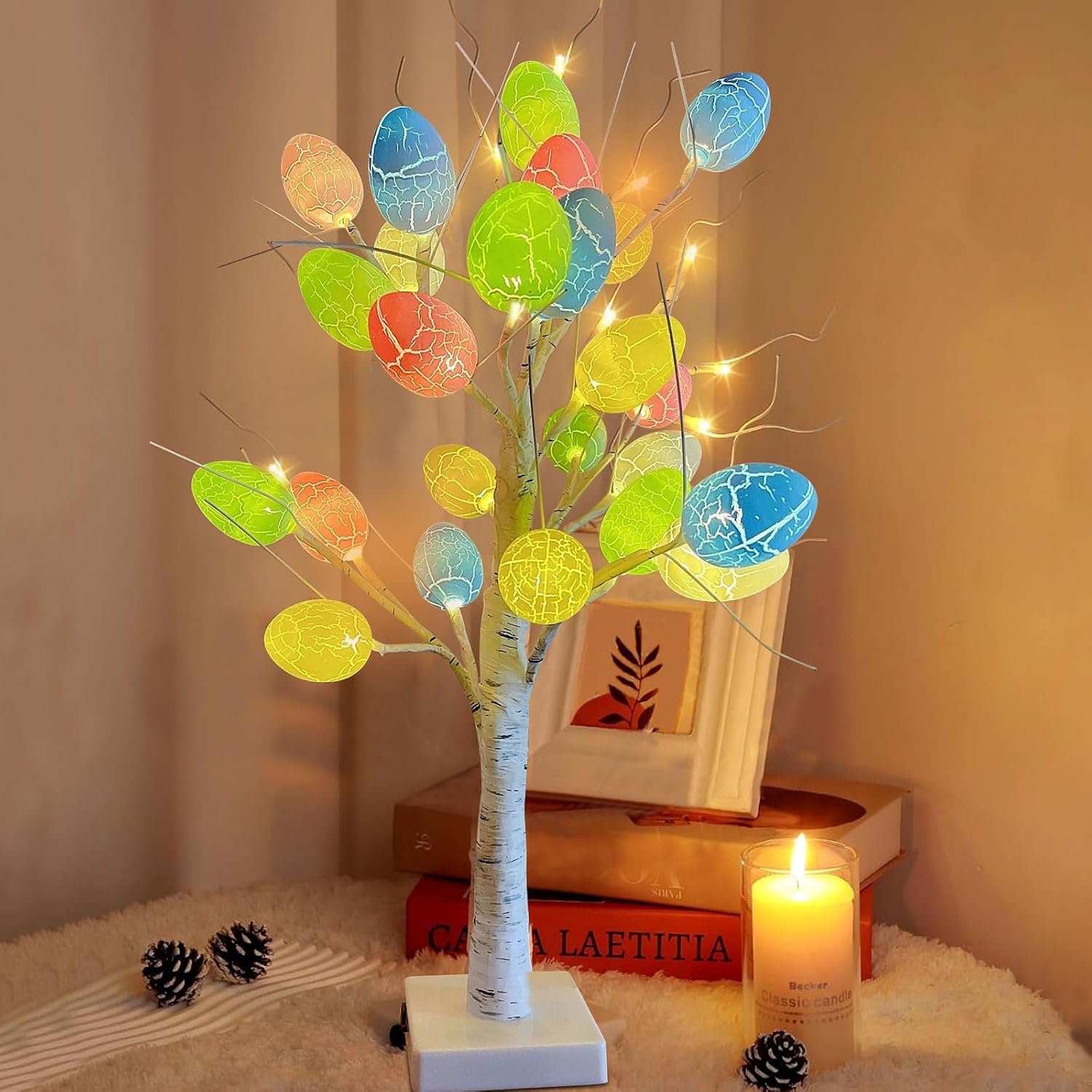 Mecctuck Easter decoration egg fairy lights, warm white, 12 eggs, Easter and other festive occasions - ShopVlot