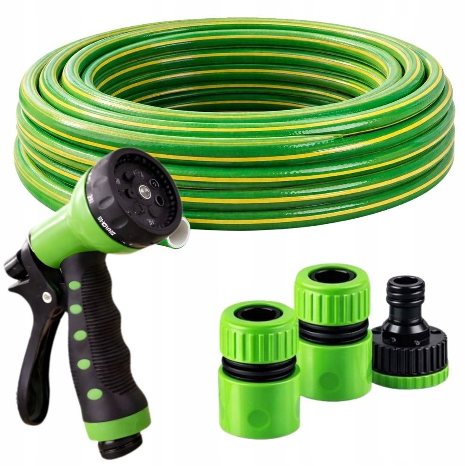 30m Tuinslang 1/2 inch Rubber 3-laags met Spuitpistool & Koppelingen