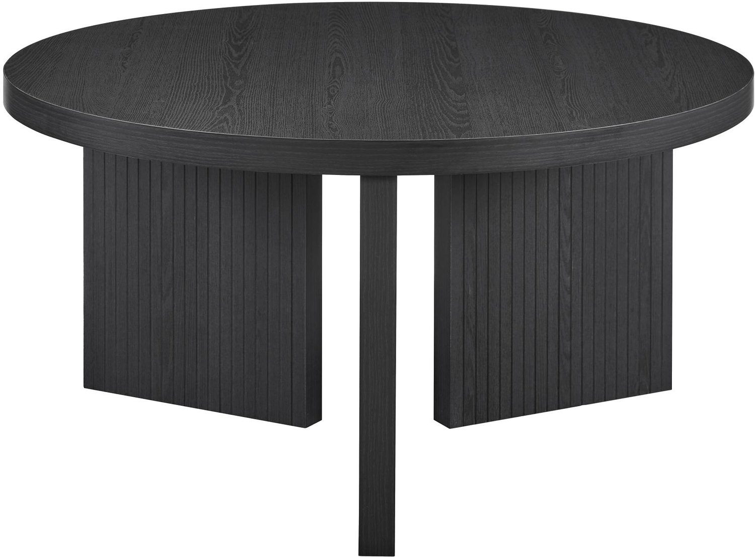 SONNENH Ronde salontafel met geribbelde paneelpoten - Zwart MDF - Diameter 80 cm