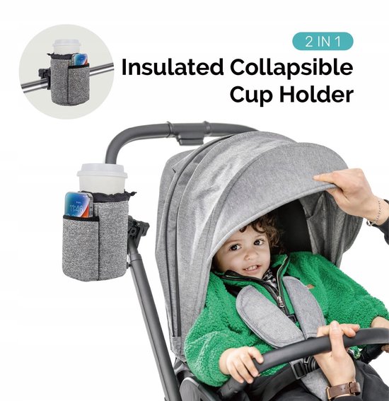 Merkloos 2-in-1 Kinderwagen Beker- en Telefoonhouder — afbeelding 2