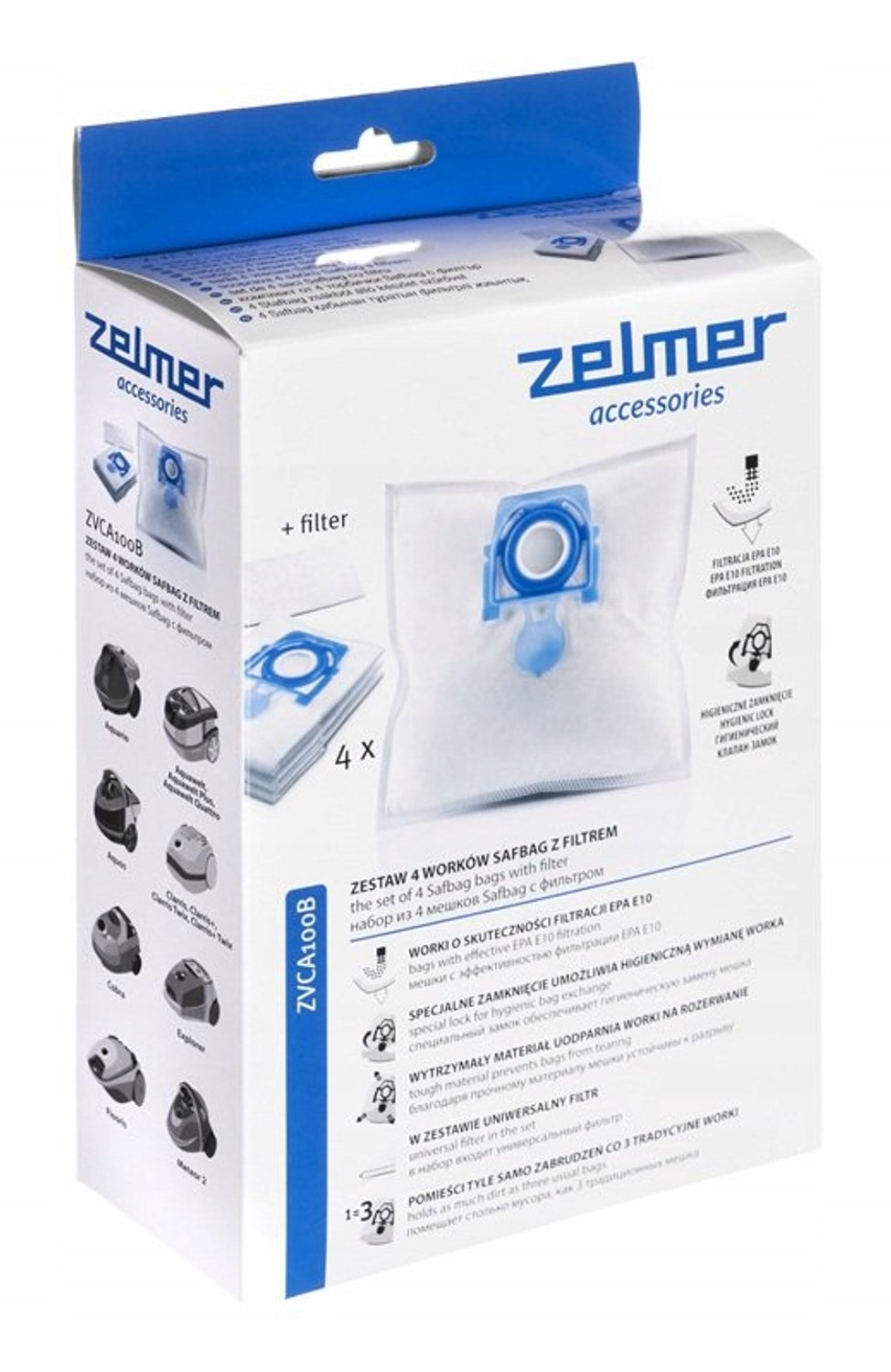 Originele Zelmer Safbag Stofzuigerzakken voor Protecto ZVC465SK (4 stuks)