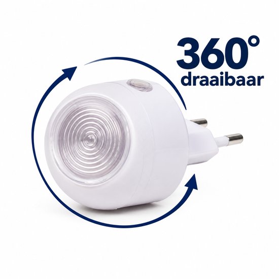 Dutch Standard nachtlamp met dag-/nachtsensor - 360° draaibaar - stopcontact - 1 W - wit van Dutch Standard — afbeelding 4