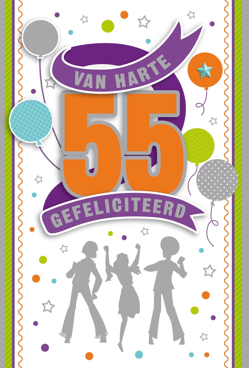 Luxe 3D Verjaardagskaart 55 Jaar - Leeftijdskaart 55 Jaar- Wenskaart 55 Jaar - Gefeliciteerd 55 Jaar