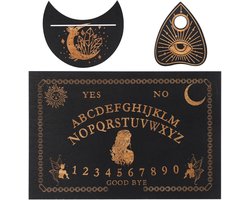 Wooden black ouija board set 11.8 x 7.8 inch classic talking shelves with shelf,metaphysical message Spirit Board - ShopVlot