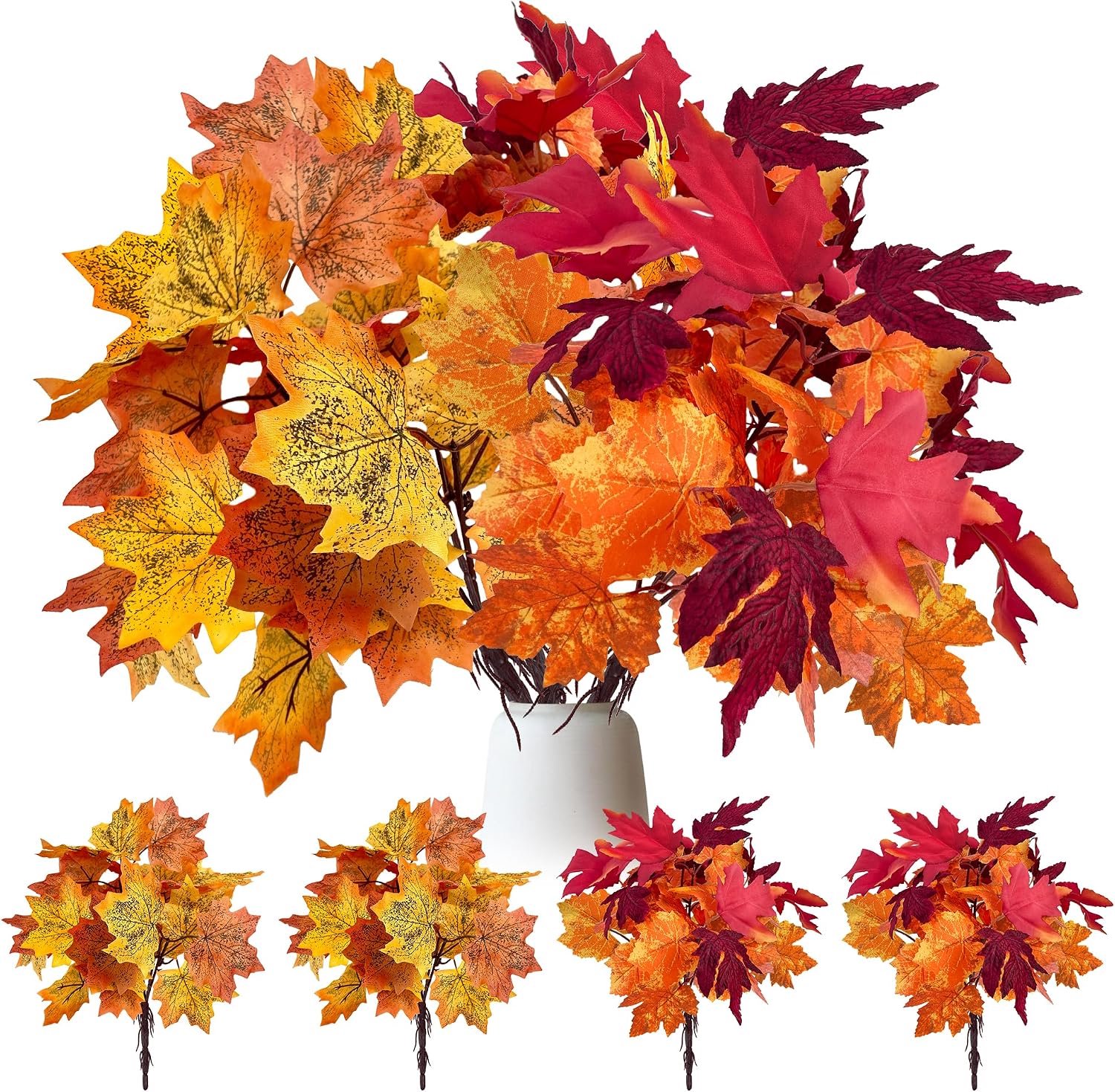 YMIFEEY 4 Bundles Artificial Autumn Bouquet Maple Leaves Branches Autumn Branches Autumn Leaves Planting Artificial - ShopVlot