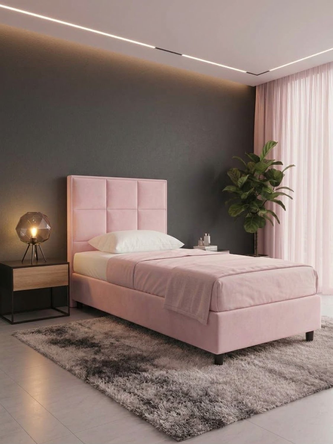 Boxspring DreamLux - 90x220 Compleet -Roze 6 vakken - Puntrust Bedden