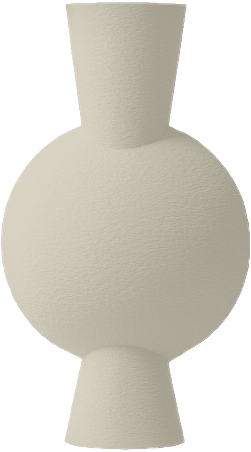 Layvo DESSA Vaas - Crème - D15 x H25 cm - droogbloemen vaas - moderne vaas - gerecycled plastic