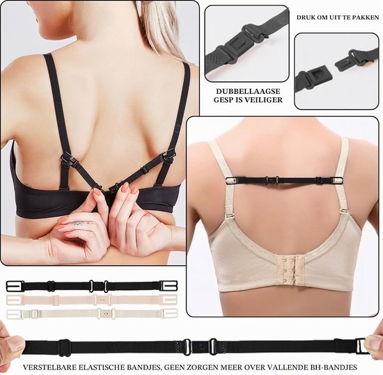 Pack van 20 Bh-verlengstukken met 2 en 3 haken, verstelbare bh-bandjes voor dagelijks gebruik, diverse combinaties en antislip sluitingen voor dames en meisjes — afbeelding 4