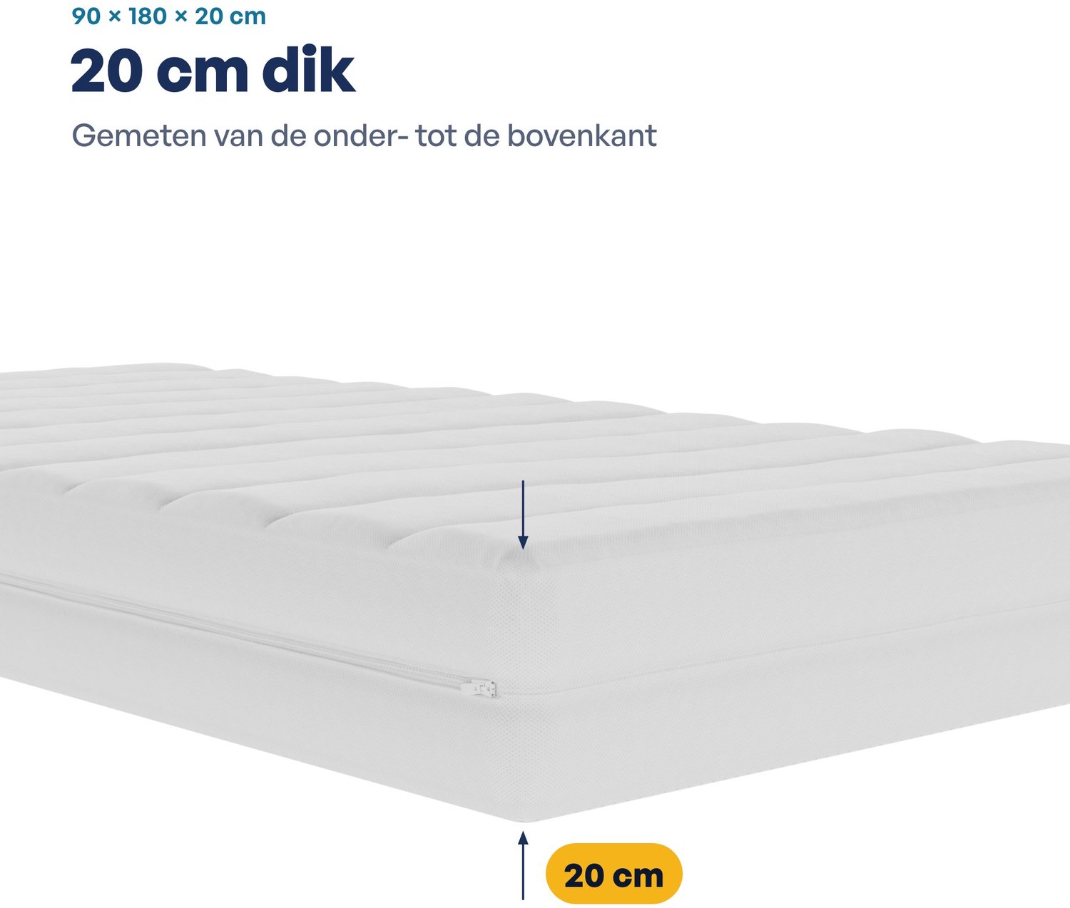 Toros Bedden Matras 90x180 - 20cm Hybrid Koudschuim Medium - Bamboe Tijk - Anti Allergisch & Wasbaar - Orthopedisch Slaapcomfort Wit