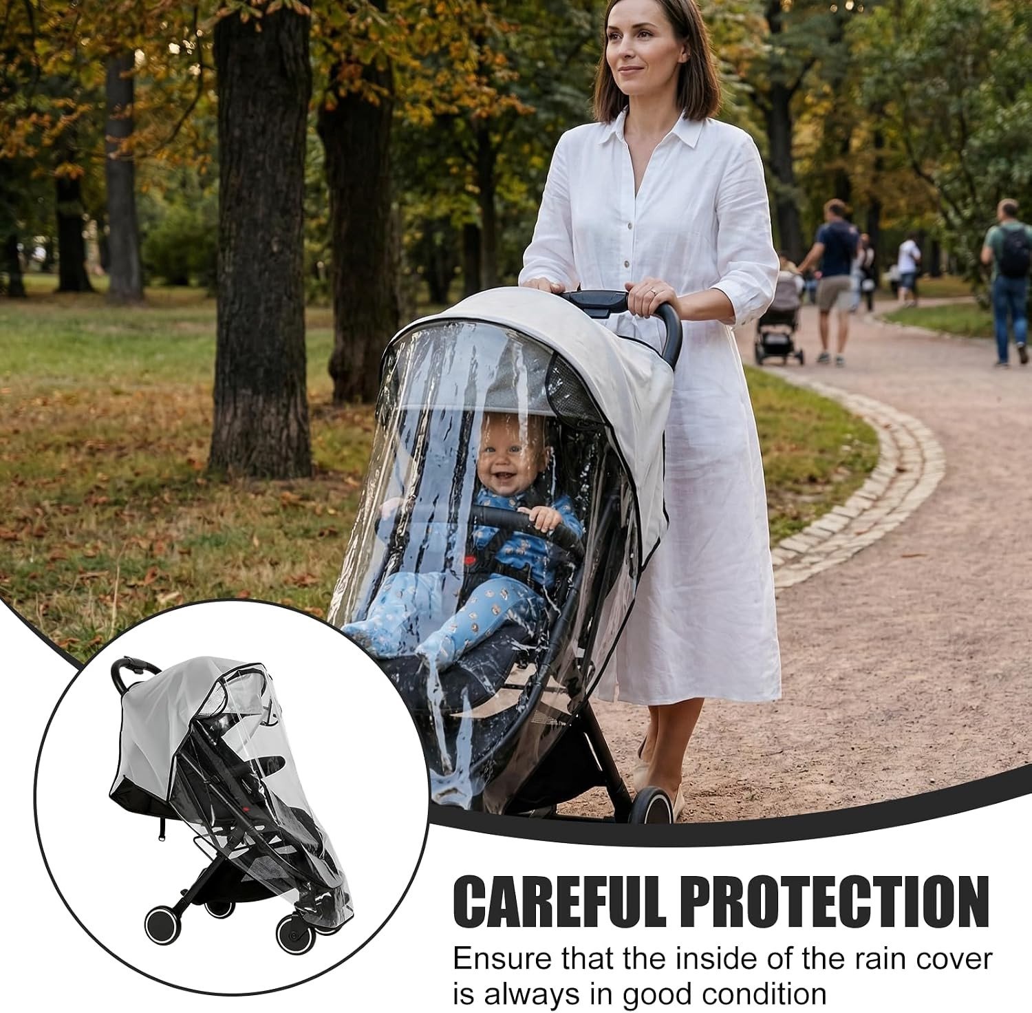 Ademende Regenhoes voor Kinderwagen en Babyschalen, Universele Bescherming tegen Regen en Zon met Voedselveilige EVA Materiaal – foto 2