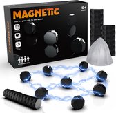 Flero Magnetisch Schaakspel, Magneetspel, Magneetstenen Bordspel - Strategisch Familiespel voor 1 tot 4 Spelers - Denkspel voor Kinderen en Volwassenen vanaf 3 Jaar - Campingspel, Reisspel, Feestspel, Cadeau (Zwart)