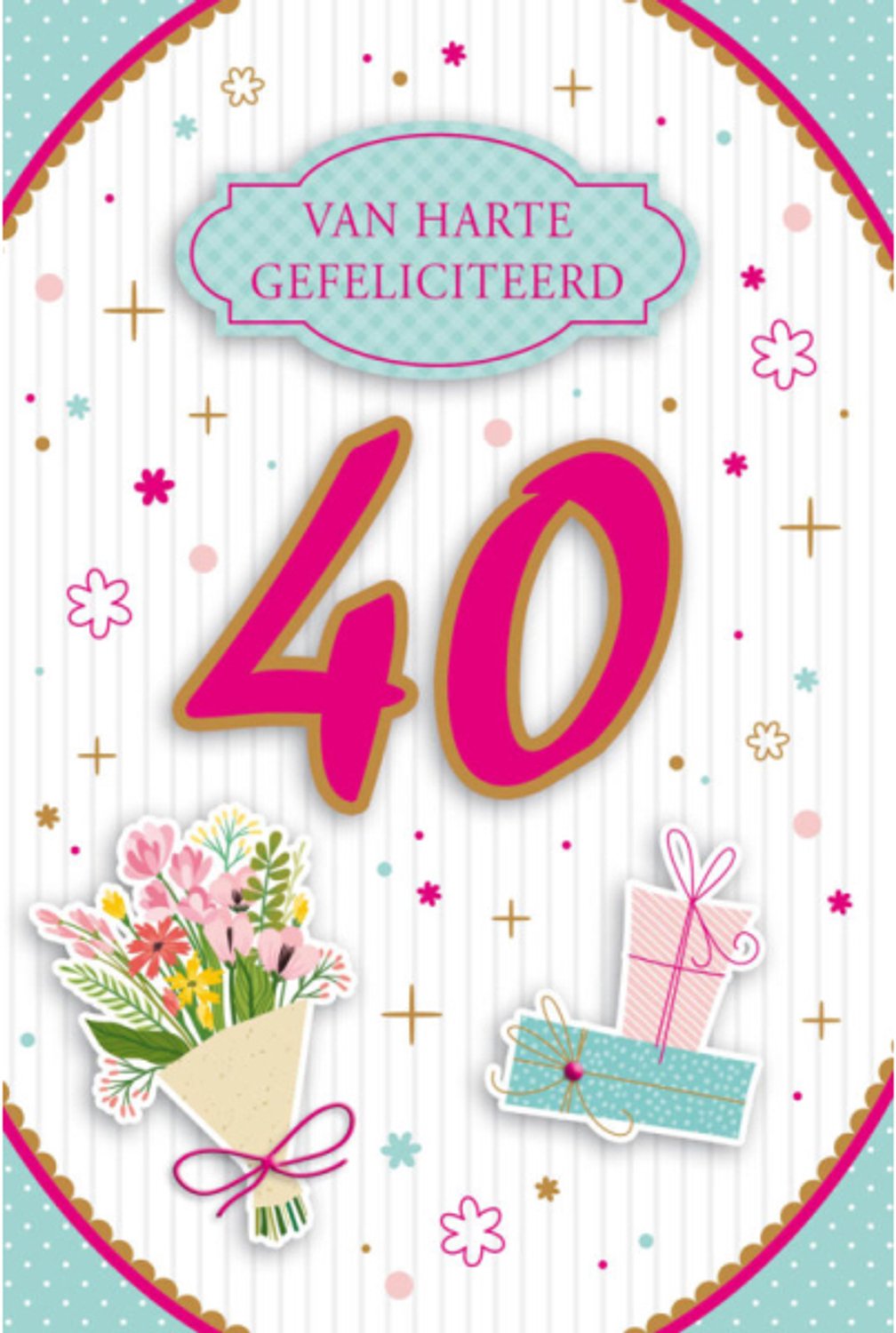Luxe 3D Verjaardagskaart 40 Jaar Vrouw - Leeftijdskaart 40 Jaar- Wenskaart 40 Jaar - Gefeliciteerd 40 Jaar