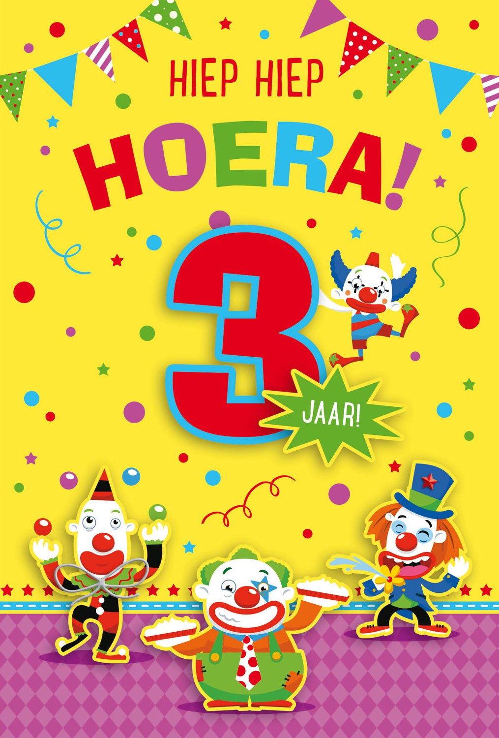 Luxe 3D Verjaardagskaart 3 Jaar - Leeftijdskaart 3 Jaar- Wenskaart 3 Jaar - Gefeliciteerd 3 Jaar