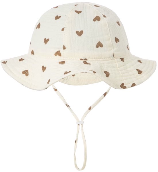 Little Olives - Zomerhoedje Baby Set van 2 - UV-bescherming 50+ - Kinder Zomerhoedje Meisje - Baby Zonnehoed met Kindband - UV beschermend - Hartjes en Stippen - Zomerhoedje voor Baby en Peuter - Kraamcadeau — afbeelding 3