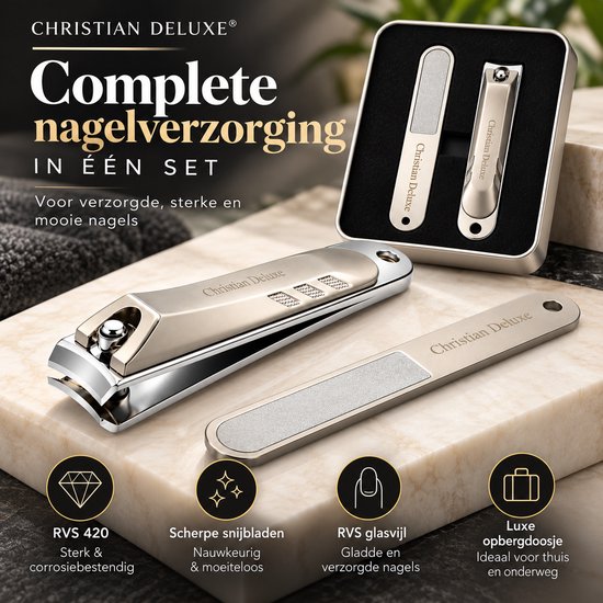Christian Deluxe® Nagelknipper met Glasvijl - Nagelknipper - Glasvijl - Teennagelknipper - Pedicureset - Manicure set - Pedicure — afbeelding 2