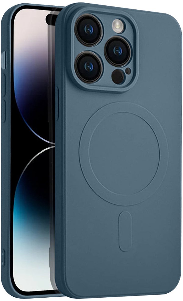 Casify Siliconen Hoesje geschikt voor MagSafe iPhone 14 Pro Hoesje - Blauw
