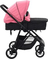 2 in 1 inklapbare Kinderwagen Buggy Roze Zwart met Opbergmand - Kinder wagen Buggy verstelbaar