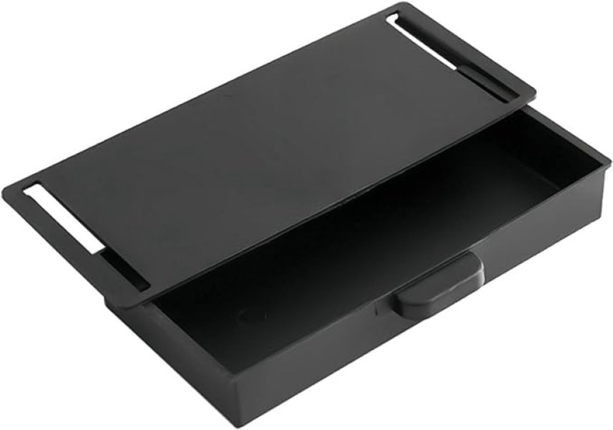 PolkaHome Onder-tafel lade organizer, uittrekbare zelfklevende opbergdoos voor bureau, kantoor en thuis (zwart)