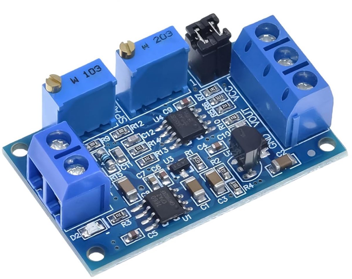 Spanningsomvormermodule, industriële signaalmodule, 4-20 mA, spanning 4-20 mA 0-20 mA naar 0-3,3 V, 0-5 V, 0-10 V, verstelbare industriële converter, compatibel met microcontroller, automatisch