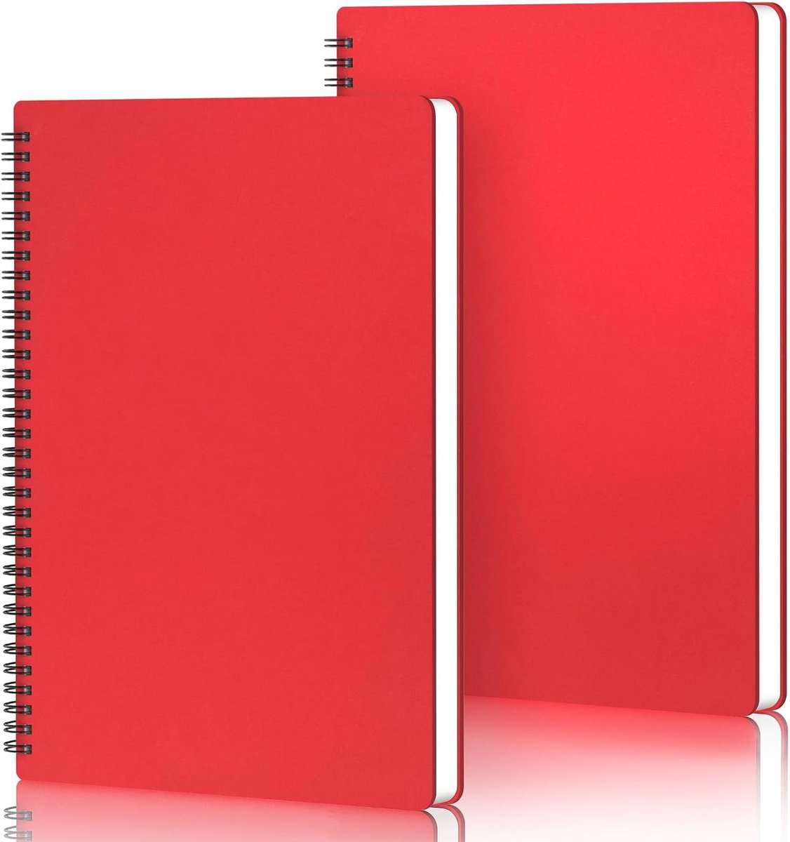 Notitieboek A4 Geruit - 2 stuks rood Spiraal Notitieblok - 21x29.2cm Notebook A4 120 pagina's/ 60 vellen - 100g/m² Geruit 5mm Reisagenda