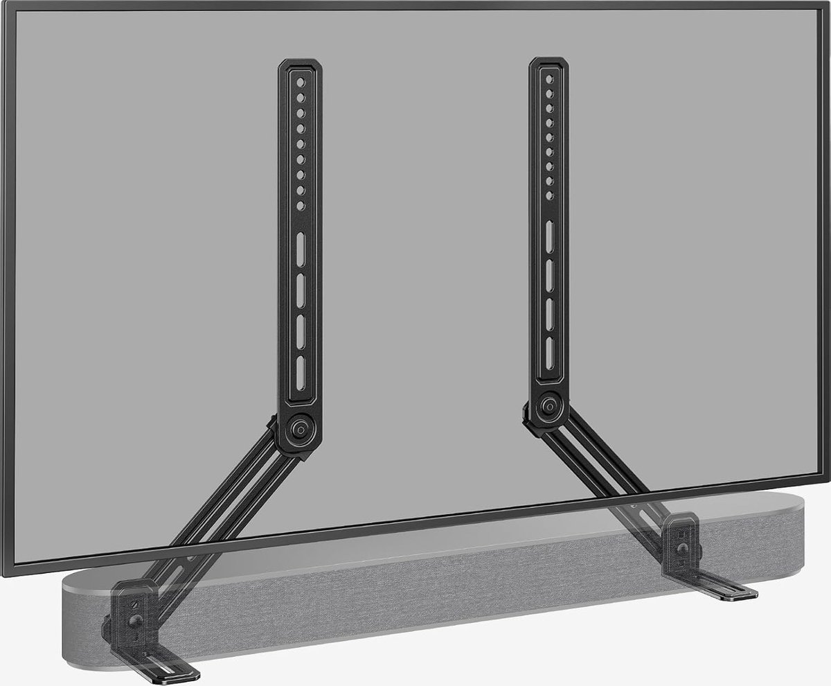 Soundbar-beugel met verstelbare hoogte, Soundbar-montage tot 6,8 kg, soundbarbeugel onder tv of boven tv met afneembare lange verlengplaten, PGSM04B
