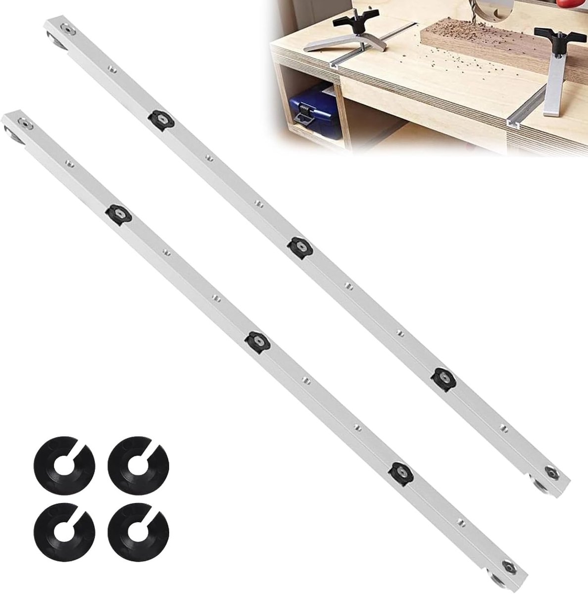 Staaf 450mm, 2PCS Gidsrail Miter Staaf Schuifbare Miter Staaf Zaag Schuif Aluminium Legering T Groef Miter Staaf Rail Tafelzaag Meetlat Houtbewerkingsgereedschap Accessoires
