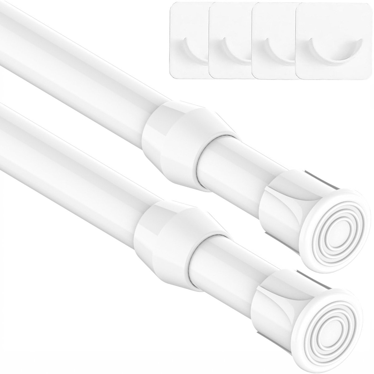 2 stuks telescoopstang voor bevestiging, bevestigingsstang voor gordijnen, spanstang zonder boren, uittrekbare gordijnroede voor kast, wit, 55-85 cm (diameter 13 mm)