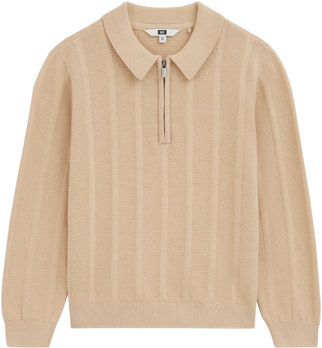 WE Fashion Jongens gebreide polo met structuur en quarter-zip
