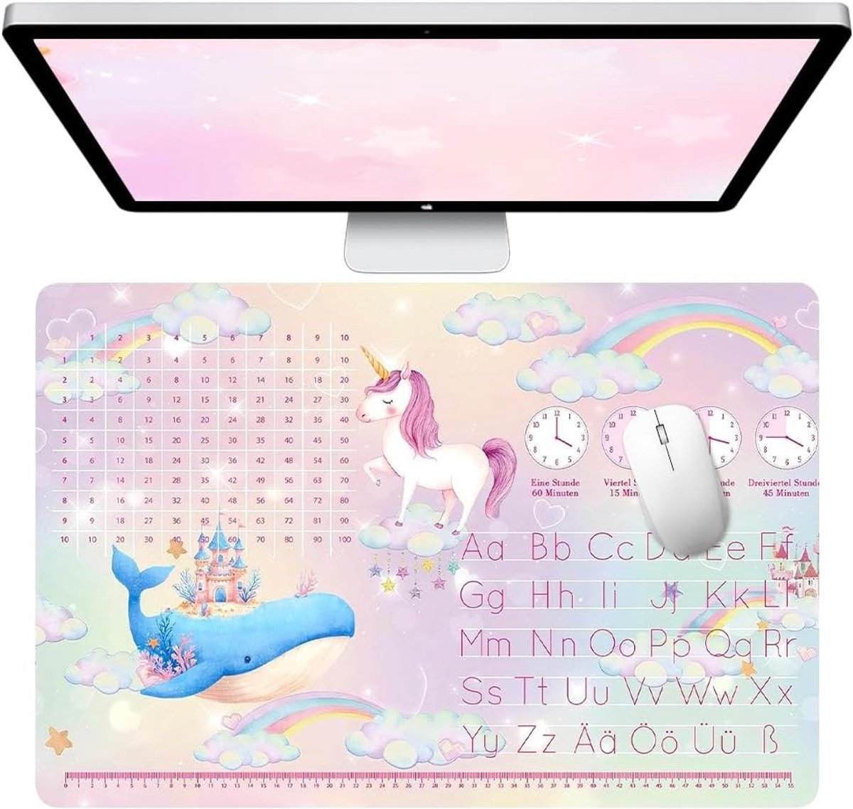 Leren bureau mat voor kinderen, wasbaar en ideaal voor thuis en op kantoor, 60 x 40 cm, meisjes bureau mat