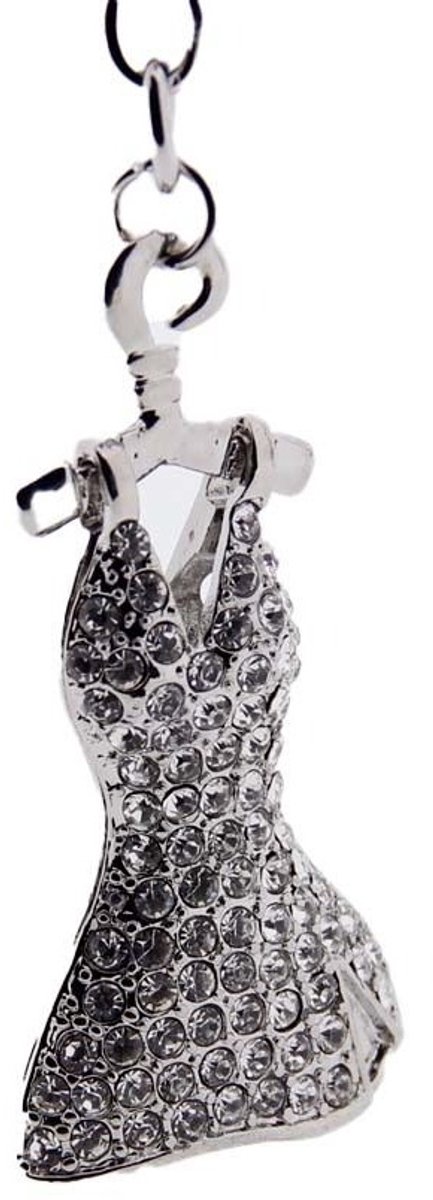 Stijlvol & Sprankelend – metalen Sleutelhanger met Austrian Crystals - Jurk