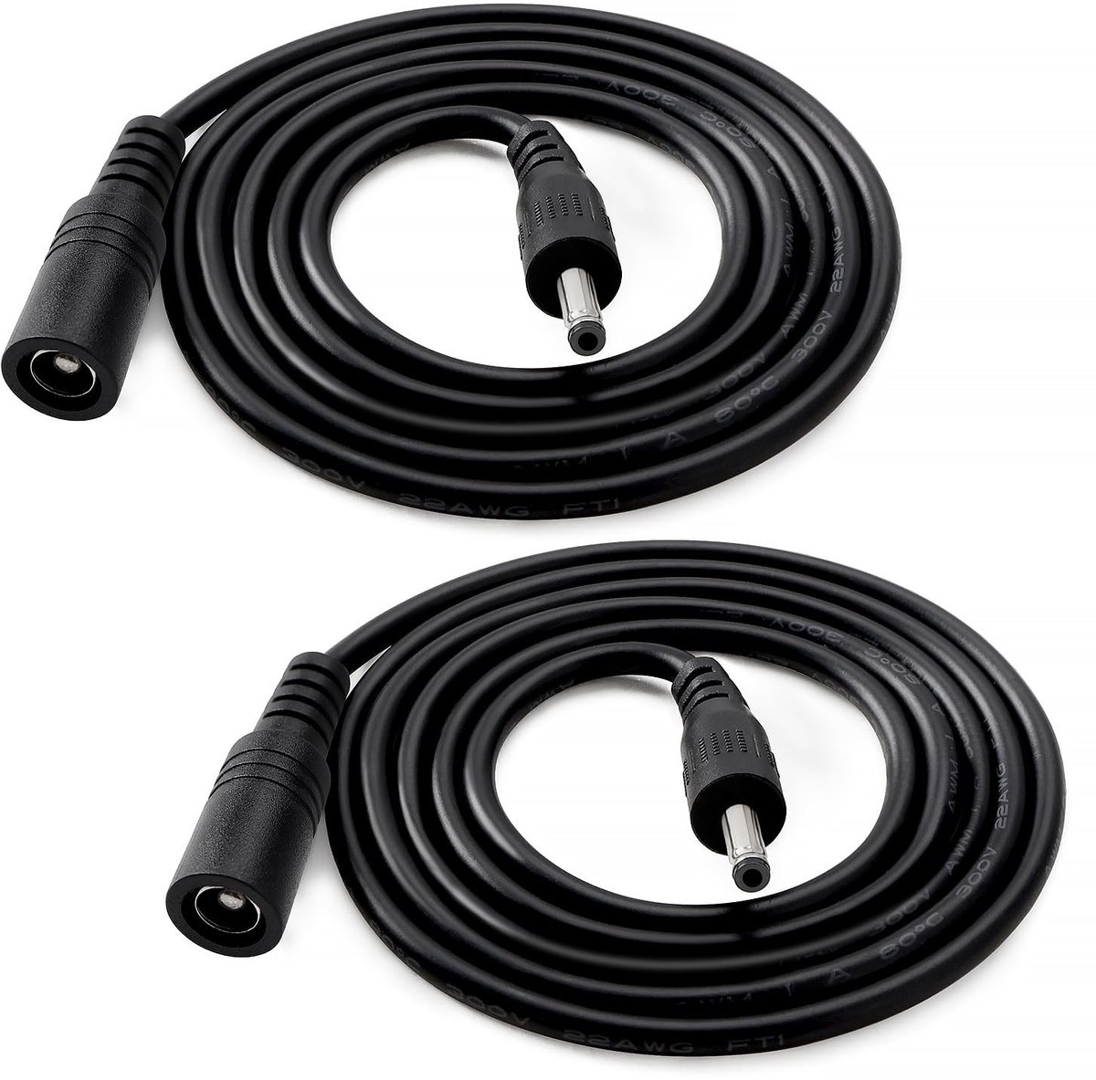 2 Stuks 1m 22AWG DC Voedingsverlengkabel, 5.5x2.5mm naar 3.5x1.35mm voor Beveiligingscamera's, LED Strips en Elektronische Apparaten