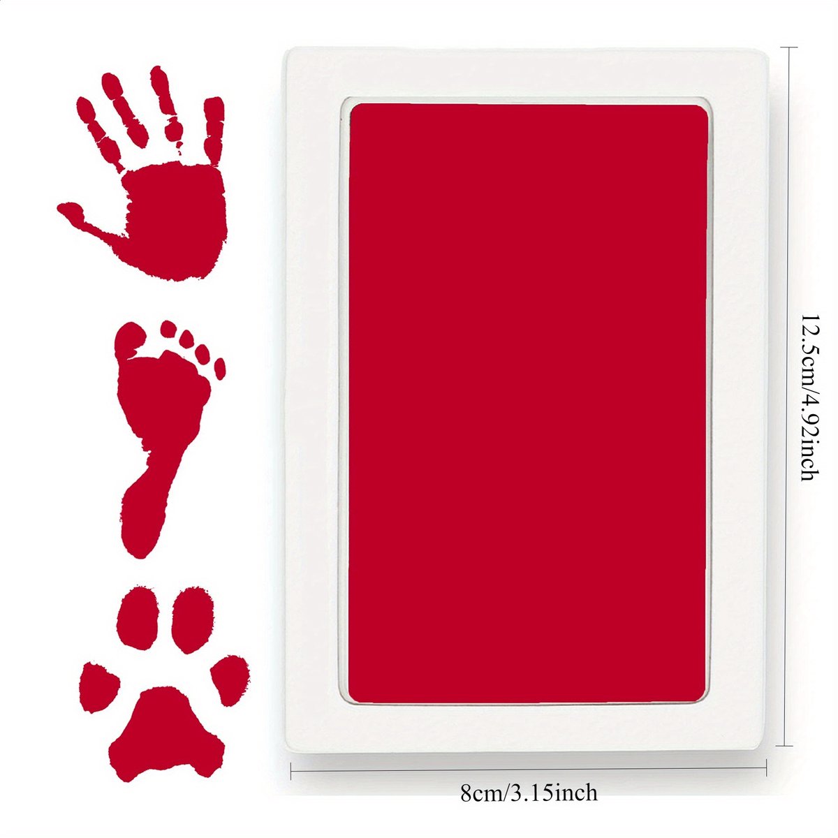 Inktpad - Hand- en voetafdruk - Baby's - Pootafdruk huisdier - Stempelset - Inktkussen en kaartjes - Eenvoudig schoonmaken - Rood - Jonyx