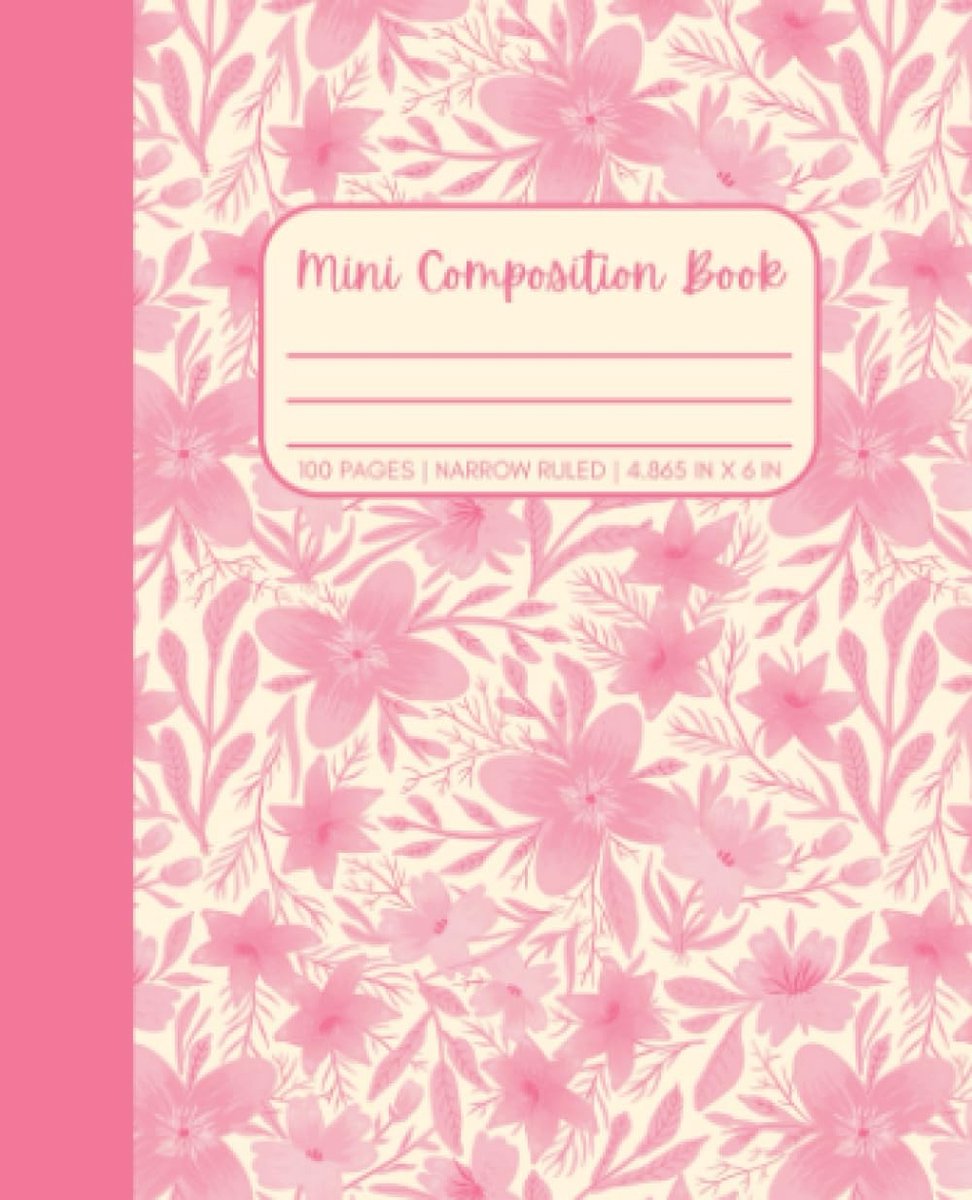 Pastel Pink Floral Mini Composition Book — Narrow Ruled: Elegant and Aesthetic Pink Flower Blossoms Pocket Notebook - ShopVlot