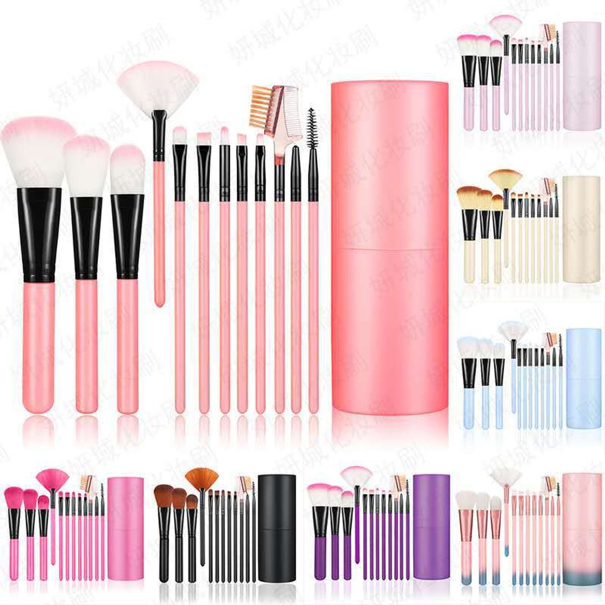12-delige make-upkwastenset, emmerkwasten Geschikt voor beginners, foundation- en blushkwasten, multifunctionele make-uptools