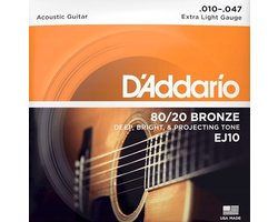 D'Addario EJ10 Snaren voor Akoestische Gitaar (10-47) Extra Light
