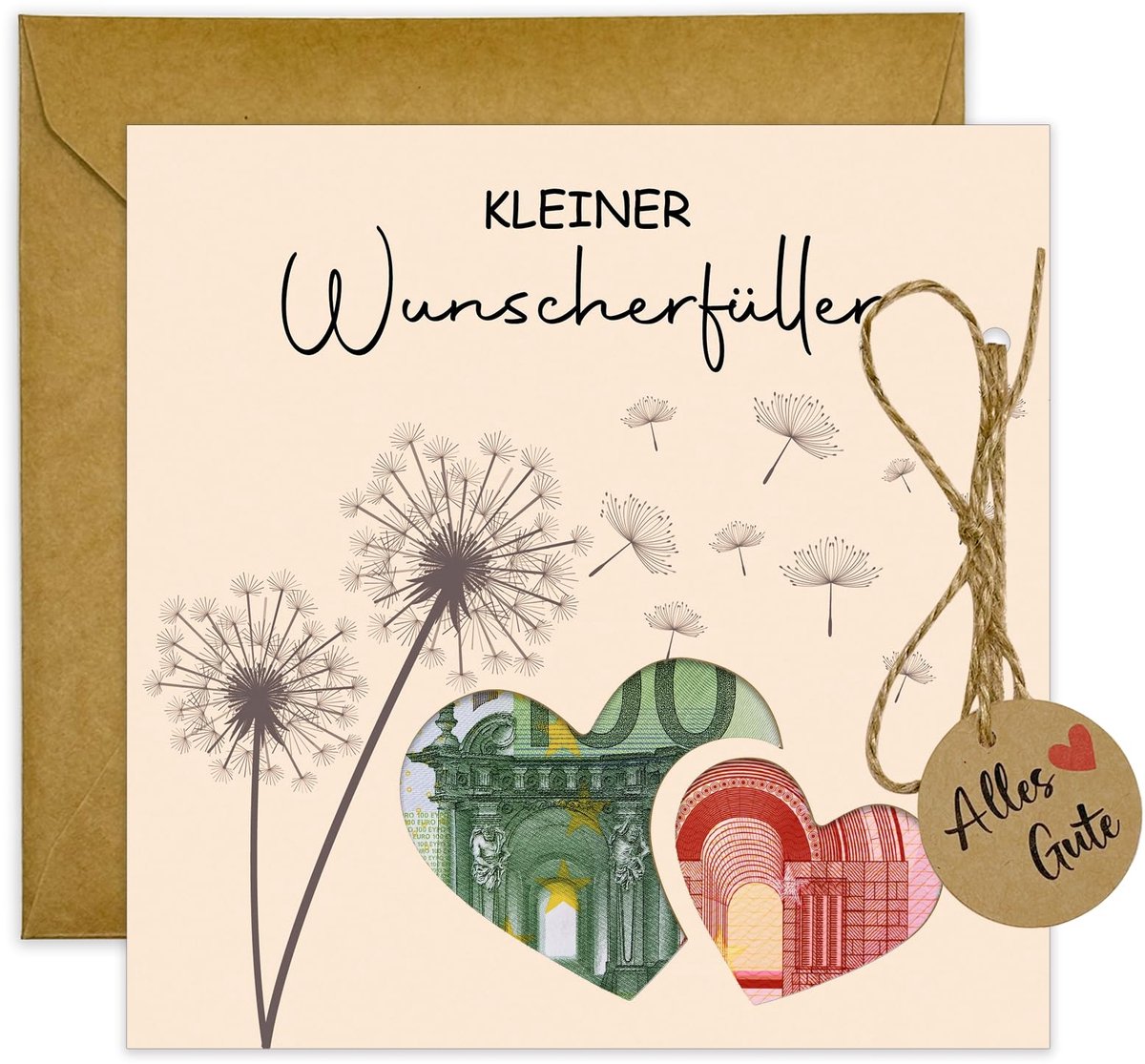 Wensvuller geldgeschenkverpakking met enveloppen als geluksbrenger, wenskaart, gelukscadeau voor verjaardag, reizen - ShopVlot