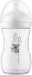 Transparante babyfles van 260 ml met grijze koala-opdruk en "BABY"-tekst. Speen met 3-standen.