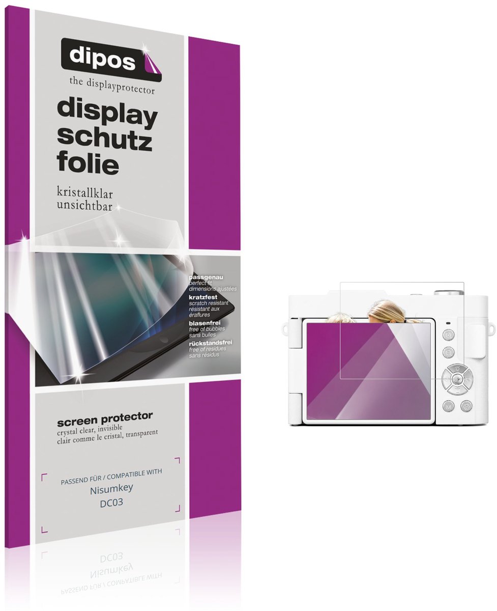 dipos – 4x Beschermfolie geschikt voor Nisumkey DC03 | Krasbestendige & heldere Screenprotector Ultra-Thin