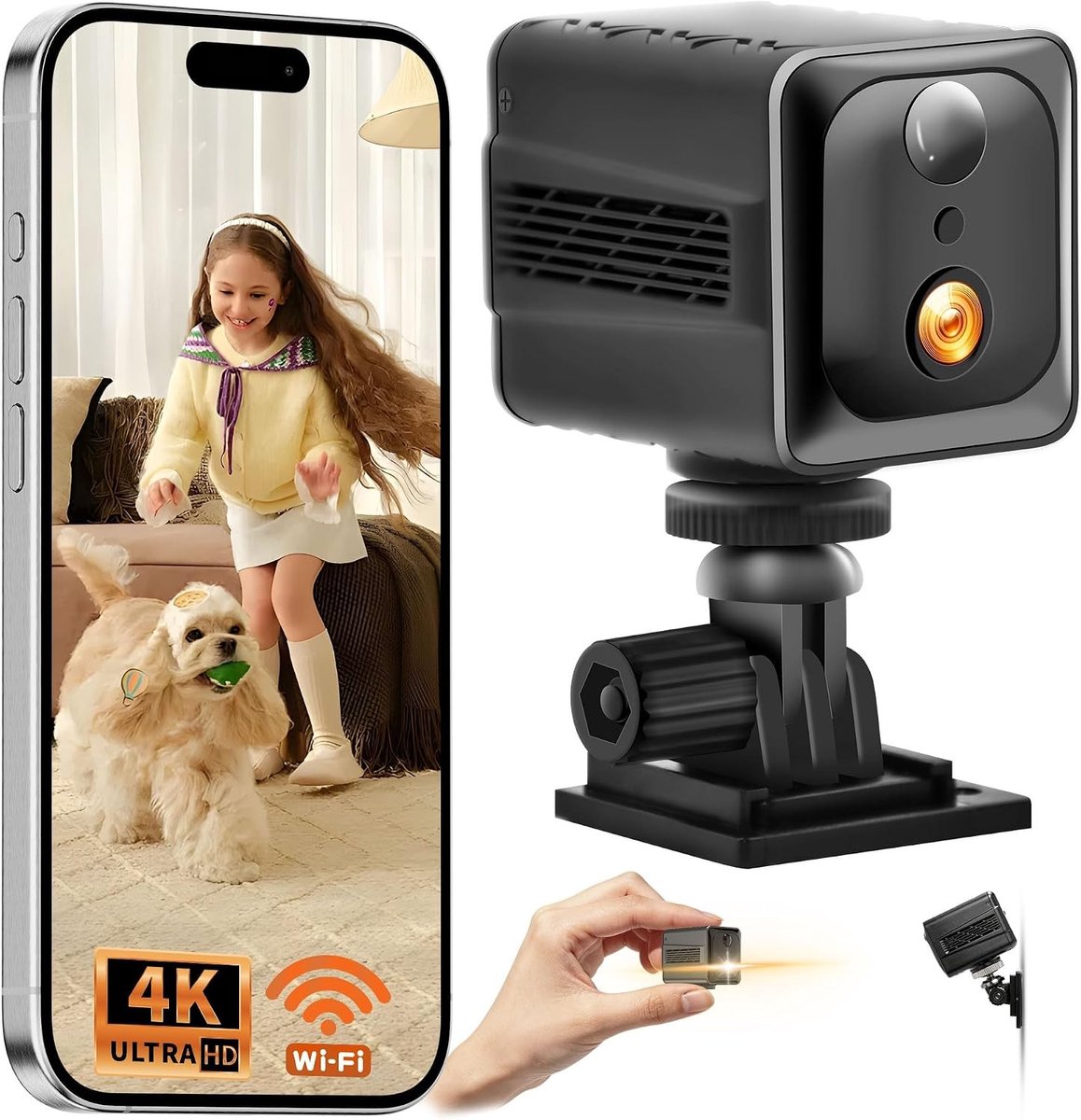 Mini-camera - Zwart - Draadloze Spionagecamera met 4K Beeldkwaliteit - Voor Thuis en Professioneel Gebruik