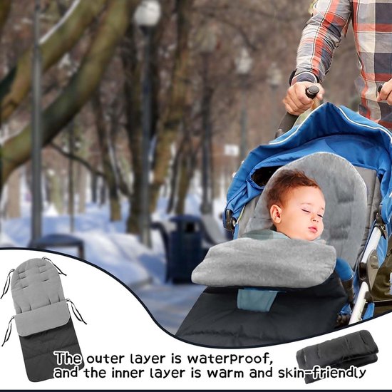 Kinderwagen Voetenzak - Slaapzak Kinderwagen - Warm Blijven - Rits Toegang - 83 cm x 40 cm - Zwart — afbeelding 3