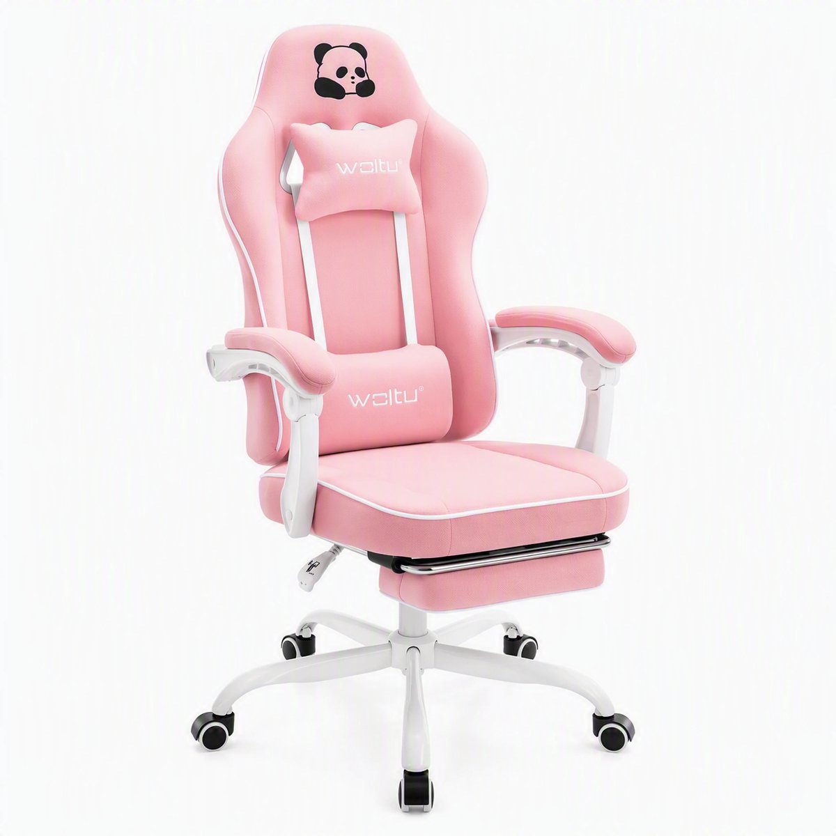 Nutrella Ergonomische Gamingstoel met Voetensteun en 3D-Armleuningen - Mesh Bureaustoel - 70 x 70 x 125,5 cm - Roze