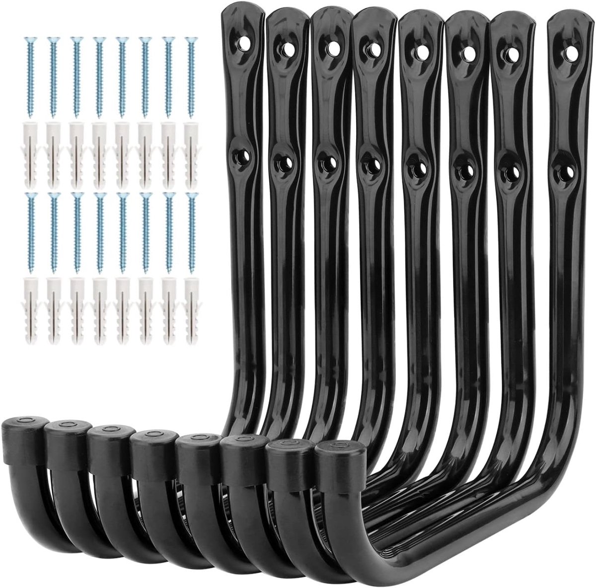 Ophangsysteem tuingereedschap - Zwart - 17 x 17 cm - Stalen Wandhaken voor Garageopslag - Voor Zware Voorwerpen