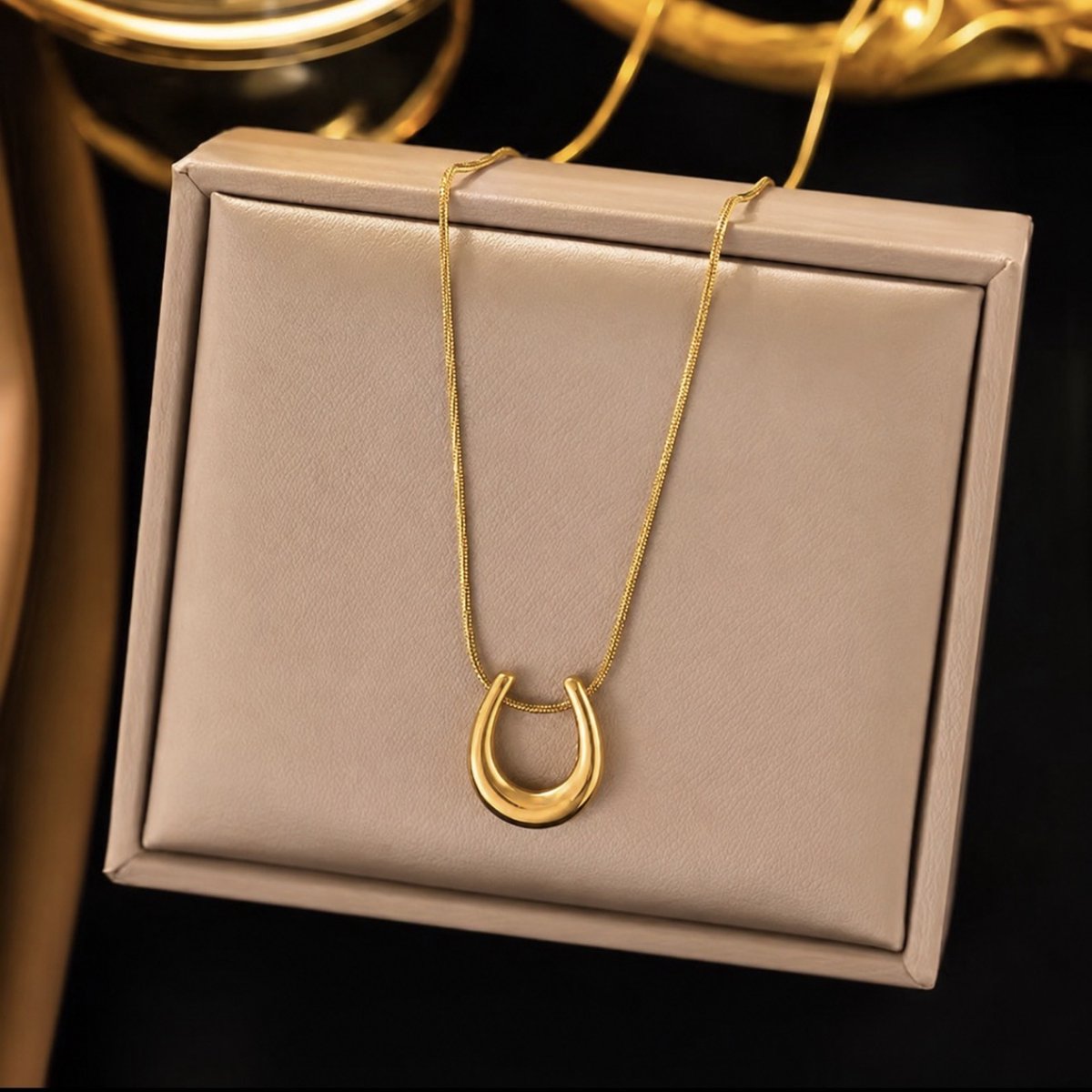 Goudkleurige Damesketting – Hoefijzer Hanger