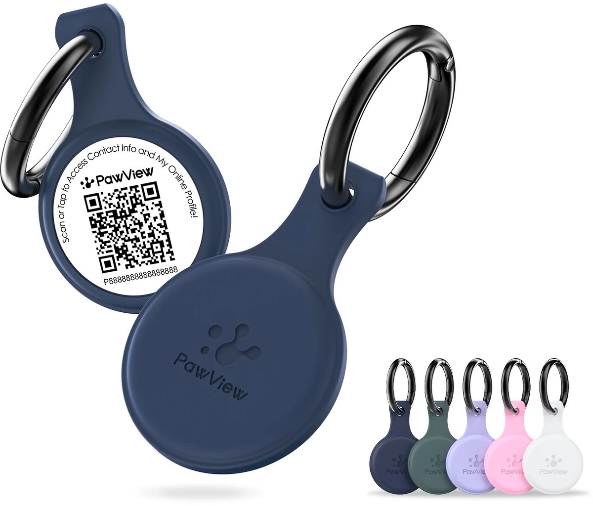 PawsView | Slimme Hondenpenning met QR-Code | NFC | GPS Tracker Hond | Donker Blauw |