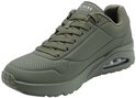 Sneaker Skechers verte à lacets, logo sur le côté et amorti d'air visible.