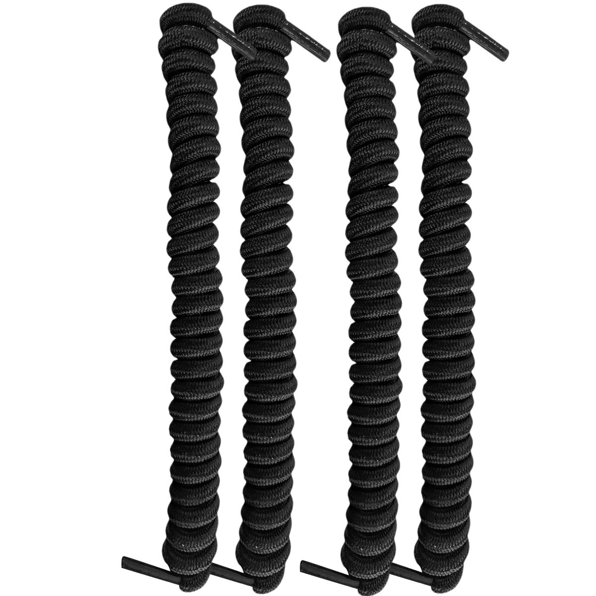 FootMatters No Tye Shoelaces Elastic Curly Stretchy For Kids and Adults - One Size Fits All (Black - 2 Pairs) - ShopVlot