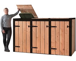 Voldux Volente Laura Containerombouw voor 3 Containers | Douglas Hout | Onderhoudsvrij | Kliko Ombouw 120 tot 240 Liter | container berging | Nederlandse Productie |