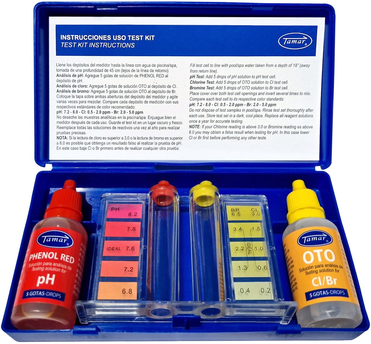 Tamar Testset chloor en pH-waarde, chloor- en pH-meter voor zwembadwater, druppels. - ShopVlot